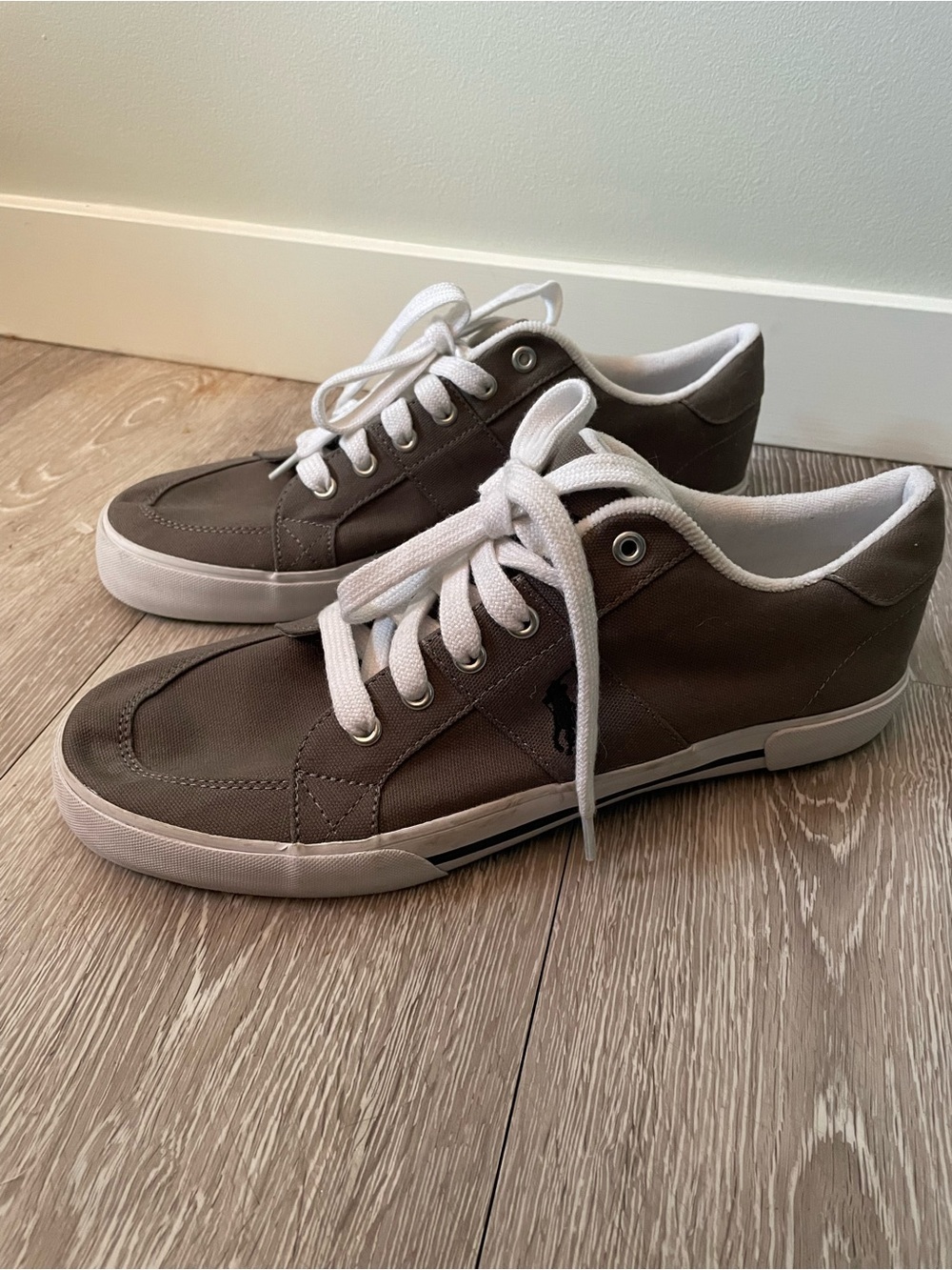 Polo Ralph Lauren Humberto Grey Canvas Sneaker Shoes Mens Size 10